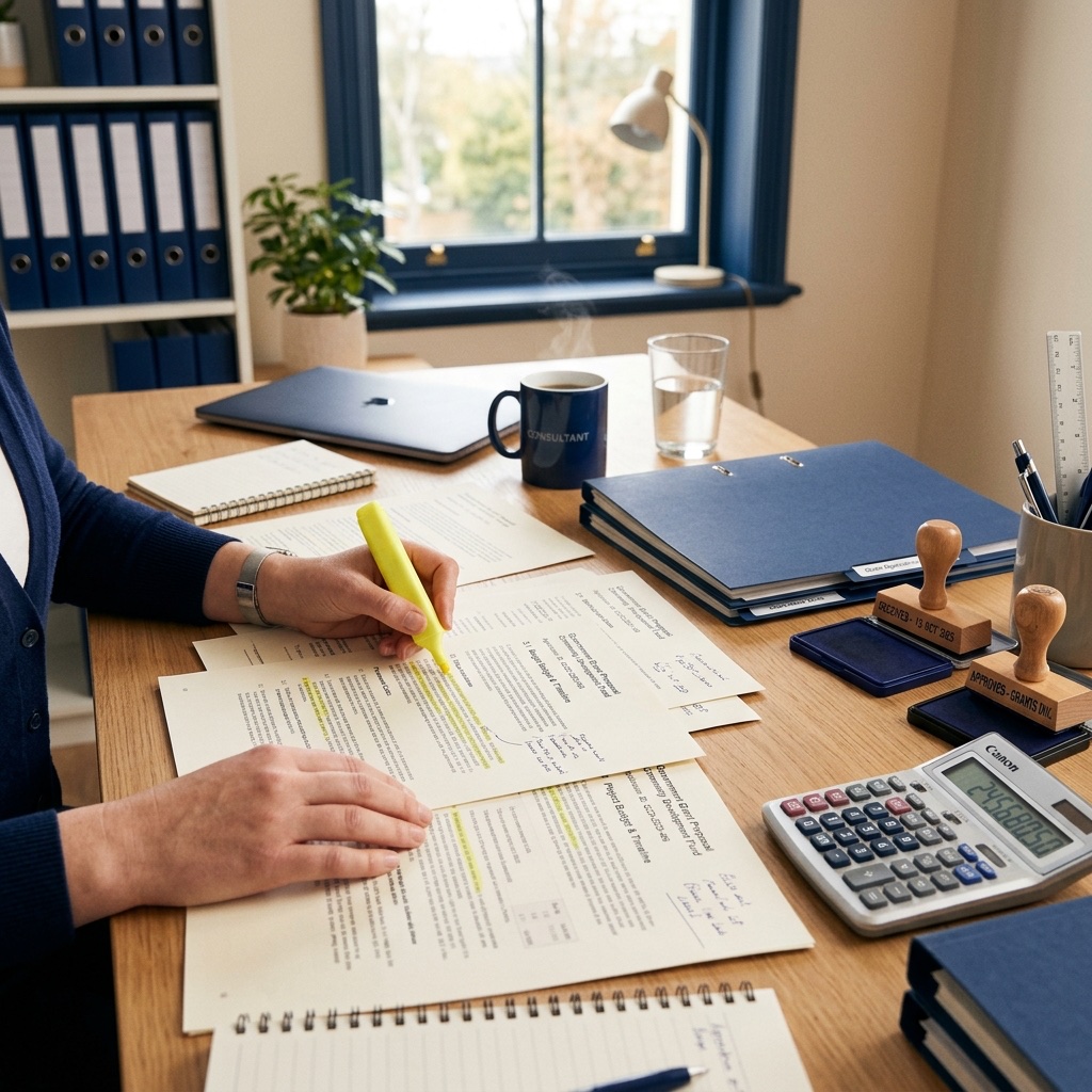 顧問與企業檢視政府補助文件與預算